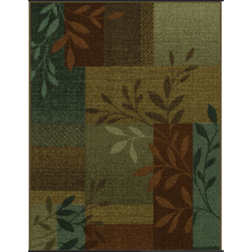 Mainstays Traditional Leaf Block Multicolor Print Area Rug, 20 in x 34 in