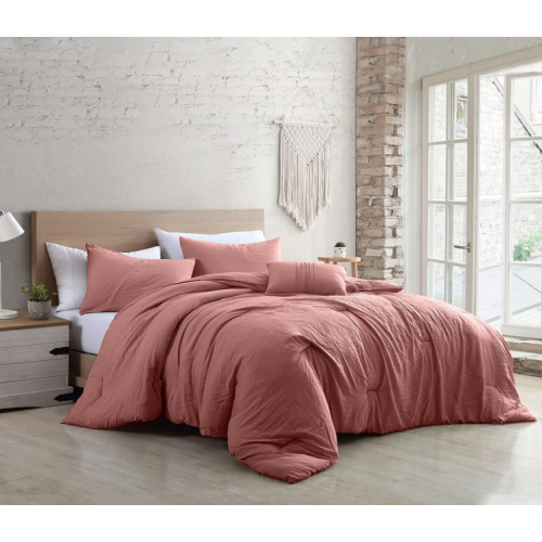 Modern Threads - Comforter Set - Down Alternative Brushed Microfiber - Elegant All Season Bedspread Set - Includes Comforter, Shams, & Decorative Pillow - Luxurious Bedding - Dark Rose, Queen