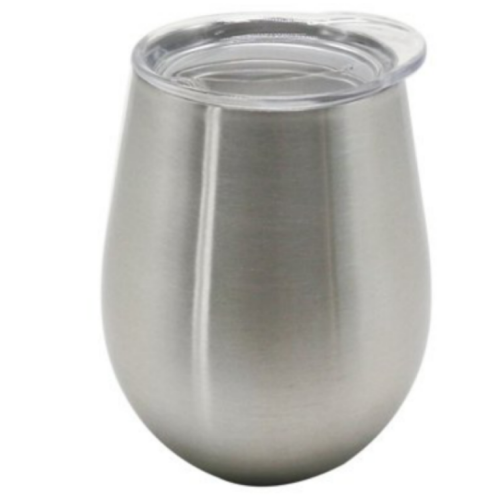 Mainstays Double Wall Stainless Steel 10 oz (10 Fluid Ounces) Silver Wine Tumblers, 4 Pack