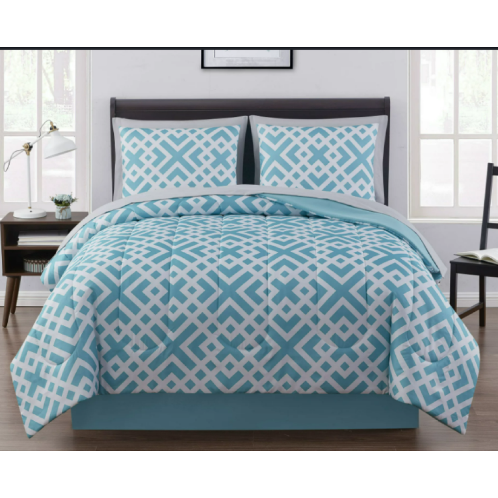 Mainstays Mint Geometric 6 Piece Bed in a Bag Comforter Set with Sheets