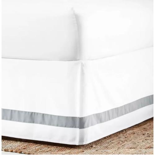 Everhome™ Emory Hotel Border King Bed Skirt in White/Grey