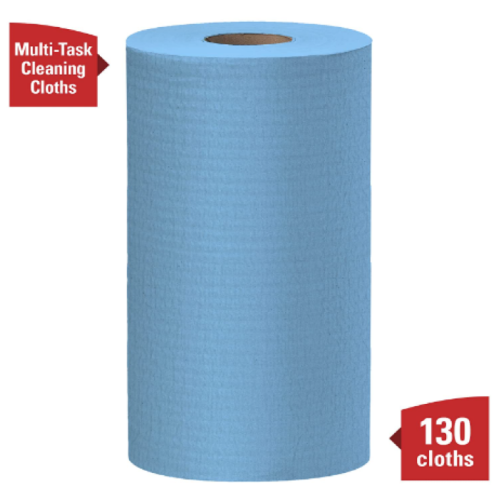 WypAll General Clean X60 Multi-Task Cleaning Cloths (35431), Small Roll, Blue, 130 Sheets / 1 Roll