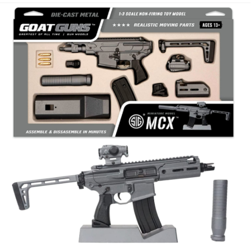 GoatGuns Miniature SIG MCX Model Grey | 1:3 Scale Die Cast Metal Build Kit