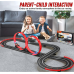 Race Track Toys for Boys Age 8-12 with 2 Loop, 4 Race Cars 1:43 Scale with Headlights, Battery Operated Slot Car Race Track Set, 2 Controllers, Lap Counter, 2 Player Game, Gift for Kids 6+ Year Old