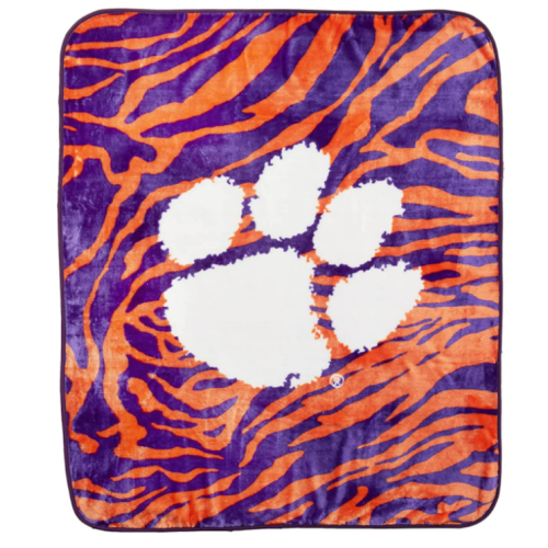 College Covers Clemson Tigers Raschel Throw Blanket, 60 in by 50 in