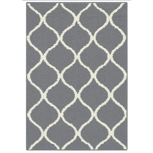 Maples Rugs Rebecca Contemporary Kitchen Rugs Non Skid Accent Area Carpet [Made in USA], 20''x 34'' Grey/White