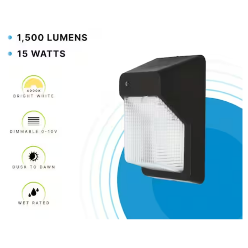 Commercial 100-Watt Equivalent Integrated LED Bronze Outdoor Wall Pack Over Door Light, 1500 Lumens