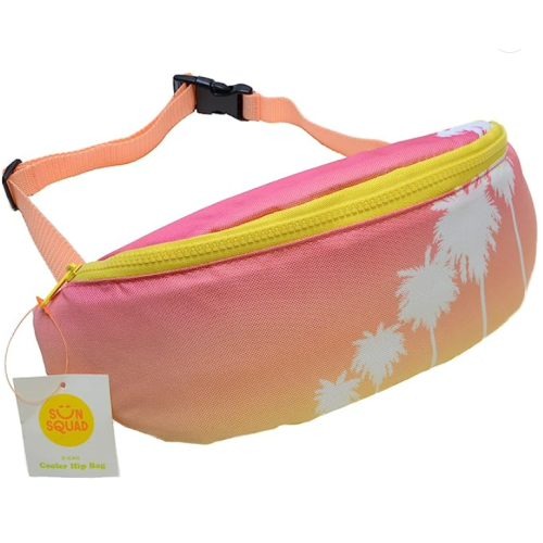 Sun Squad 2-Can Cooler Hip Bag, Palm Trees