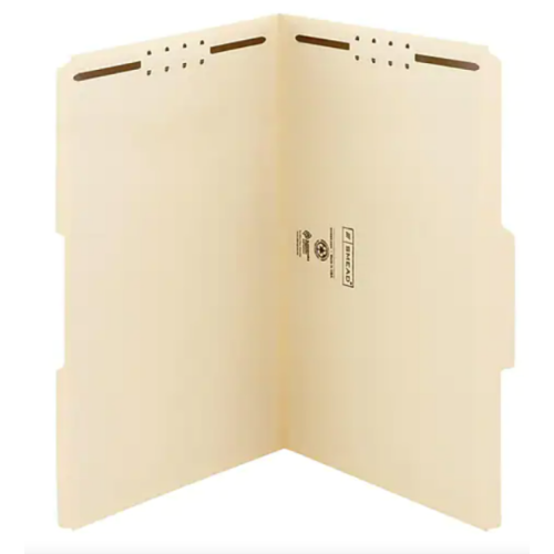 Smead Fastener File Folders, 2 Fasteners, Reinforced 1/3-Cut Tab, Legal Size, Manila, 50/Box