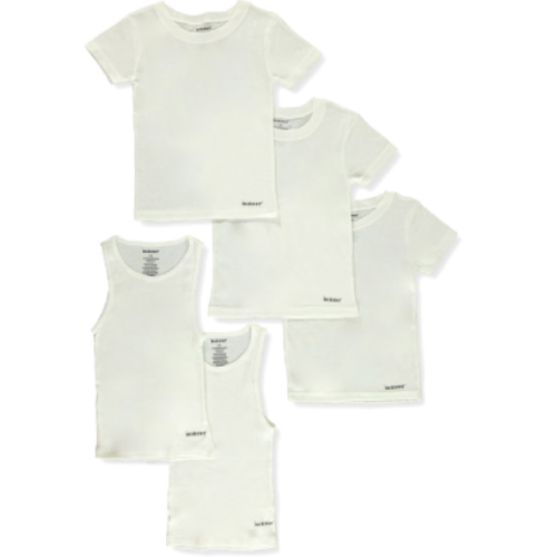 Isotoner Boys' 5-Piece Crew Neck T-Shirts And Tank Tops Set - white, 6/8