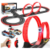 Race Track Toys for Boys Age 8-12 with 2 Loop, 4 Race Cars 1:43 Scale with Headlights, Battery Operated