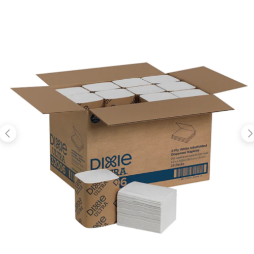 Dixie Ultra® Interfold 2-Ply Napkin Dispenser Refill by GP PRO, White, 250 Napkins Per Pack, 24 Packs Per Carton (32006)