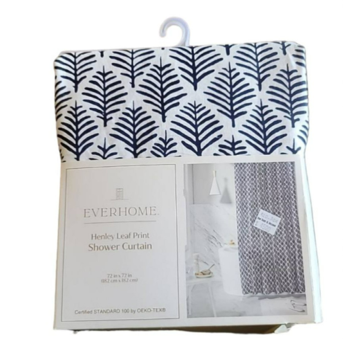 Everhome Henley Leaf Print 72-Inch X 72-Inch Shower Curtain in Maritime Blue