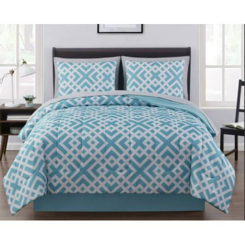 Mainstays Mint Geometric 6 Piece Bed in a Bag Comforter Set with Sheets, Twin