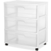 Sterilite Wide 3 Drawer Cart White