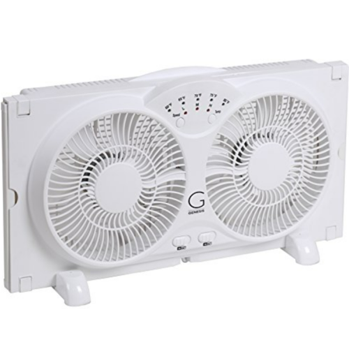 Avalon Twin Window Fan With 9 Inch Blades, High Velocity Reversible AirFlow Fan, LED Indicator Lights Adjustable Thermostat & Max Cool Technology, ETL Certified