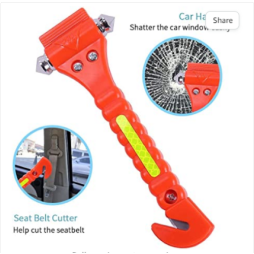 Car Safety Hammer Emergency Escape Tool with Seat Belt Cutter and Vehicle Window Glass Breaker with Light Reflective Tape