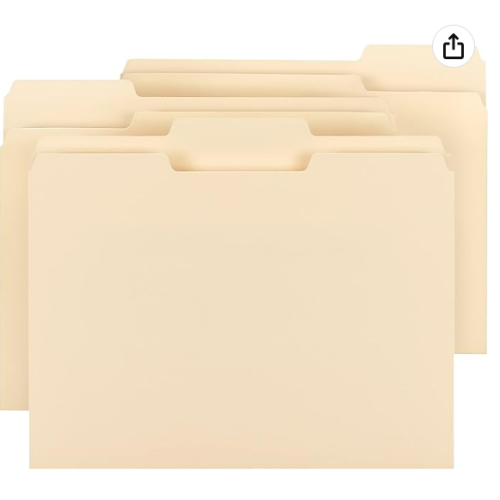 Smead File Folder, 1/3-Cut Tab, Letter Size, Manila, 100 per Box 