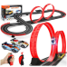 Race Track Toys for Boys Age 8-12 with 2 Loop, 4 Race Cars 1:43 Scale with Headlights, Battery Operated