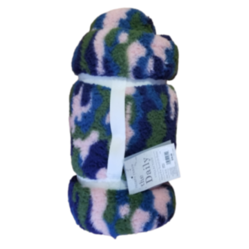 The Daily Collection Sherpa Throw Blue Camouflage 50 x 60”