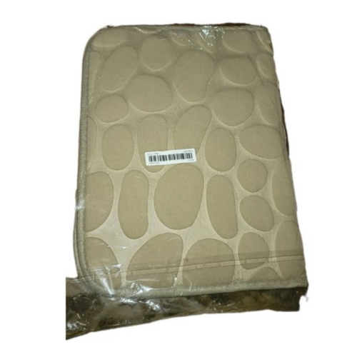 Cobblestone Embossed Bathroom Bath Mat Khaki, 40 x 60 cm