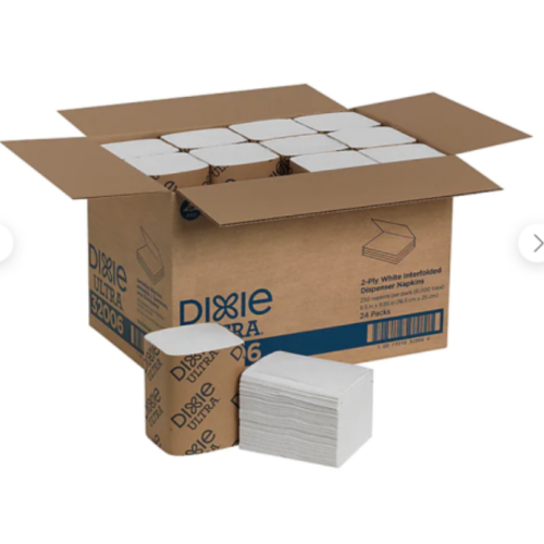 Dixie Ultra® Interfold 2-Ply Napkin Dispenser Refill by GP PRO, White, 250 Napkins Per Pack, 24 Packs Per Carton (32006)