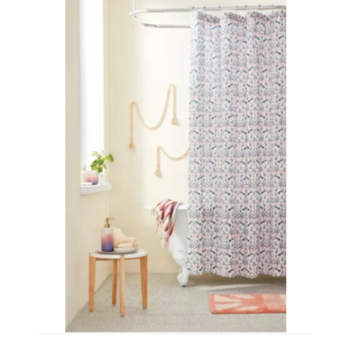 Wild Sage Esme Peacock Bathroom Shower Curtain Decor Pink Green