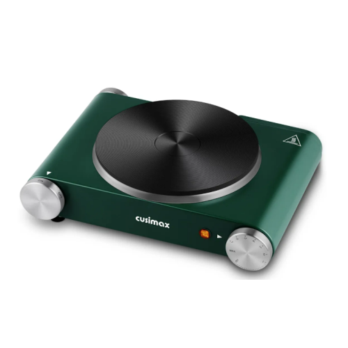 Cusimax 1500W Electric Hot Plate,Cast Iron Single Burner For Cooking,Stainless Steel Countertop Cooktop,Heat-up in Seconds,Green
