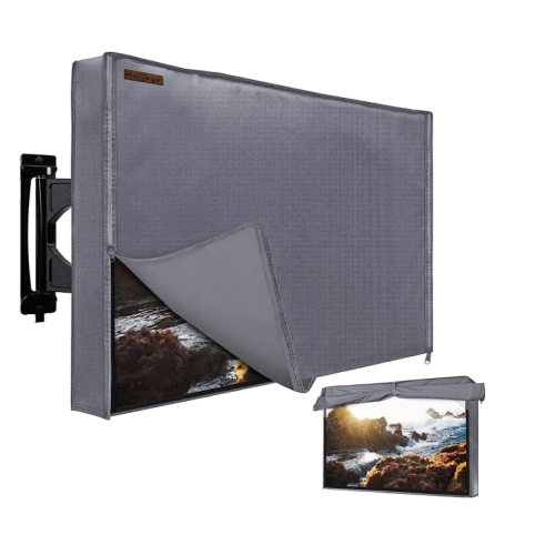 Outdoor TV Cover 60-65 Inches, HOMEYA 600D Heavy Duty Weatherproof TV Enclosure with Front Flap, Waterproof Zipper+Bottom Cover, for Outside LED LCD Flat Screen TVs-Cover Size 58.5''L x 37''H x 5"W