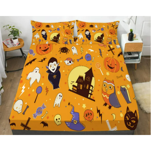 Happy Halloween Bedding Sheet Home Textiles Festival Gift For Children Fitted Cover,Twin 