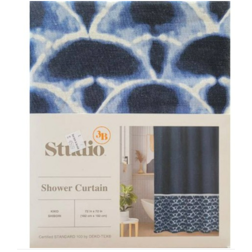 Studio 3B™ Kiko Shibori Scallop 72-Inch x 72-Inch Shower Curtain in Navy/White