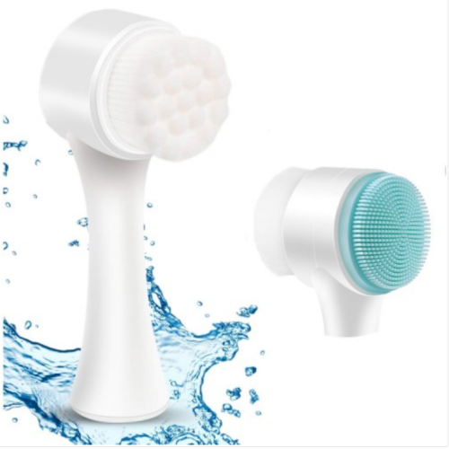 2 in 1 Double Sided Facial Cleansing Brush Soft Fiber Silica Gel Portable Skin Care Tool