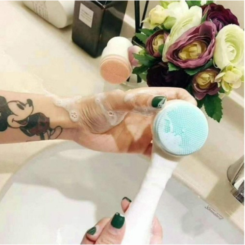 2 in 1 Double Sided Facial Cleansing Brush Soft Fiber Silica Gel Portable Skin Care Tool