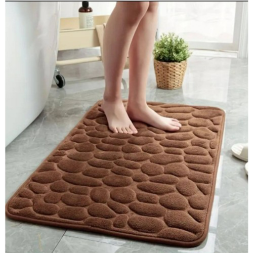 Memory Foam Bath Rug Cobblestone Embossed Bathroom Mat Rapid Water Absorbent And Washable Bath Rugs