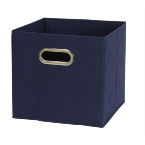 Household Essentials 81-1 Foldable Fabric Storage Bins | Set of 2 Cubby Cubes with Handles | Navy Blue