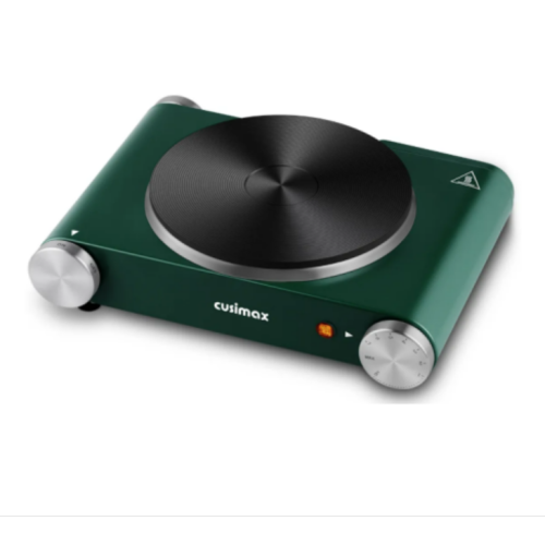 Cusimax 1500W Electric Hot Plate,Cast Iron Single Burner For Cooking,Stainless Steel Countertop Cooktop,Heat-up in Seconds,Green