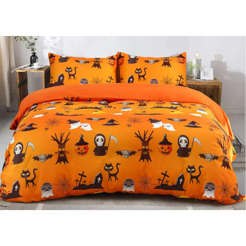 Halloween Bedding Set Twin Size Pumpkin Ghost Festival Comforter Cover Decorations,Duvet Cover Sets 1 Duvet Cover 2 Pillow Covers(Not Comforter)