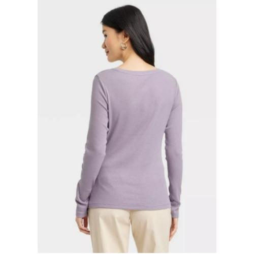 A New Day Women's Long Sleeve Ribbed T-Shirt (Size: Medium)