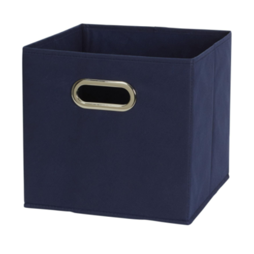 Household Essentials 81-1 Foldable Fabric Storage Bins | Set of 2 Cubby Cubes with Handles | Navy Blue