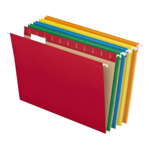 5 Tab Multi color Heavy duty Hanging File Folders 25 ct