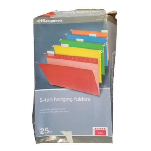 5 Tab Multi color Heavy duty Hanging File Folders 25 ct