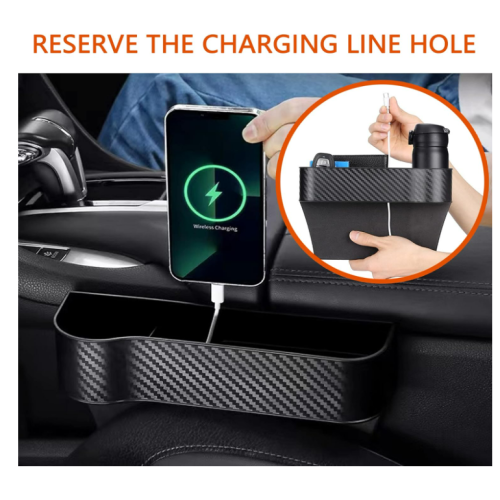 Car Seat Gap Filler Organizer, Multifunctional Seat Gap Storage Box with Cup Holder, Console Side Extra Pouchs with USB Car Charger