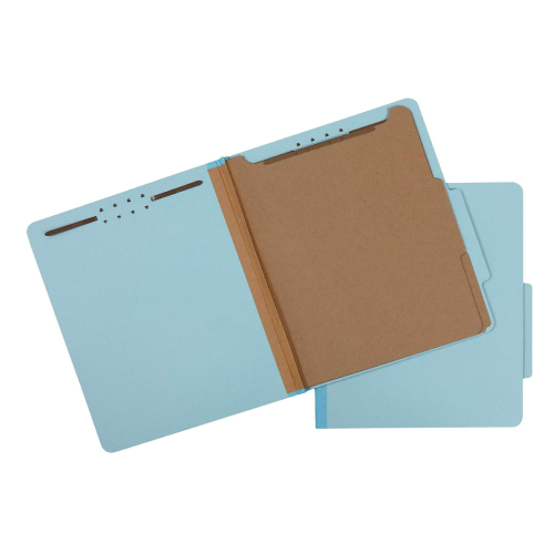 Office Depot Classification Folder, 100% Recycled, 2 Dividers, 2" Embedded, Letter, Light Blue, 10 Count