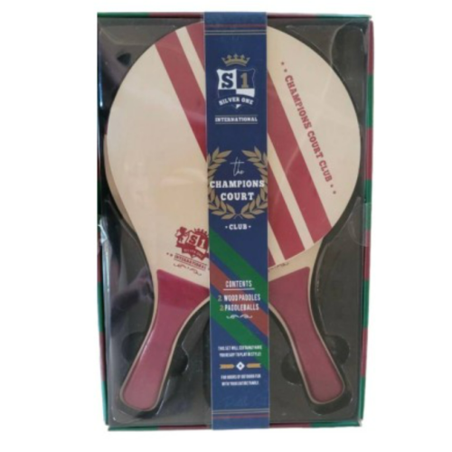 Silver One International Wood Paddles And Paddleball The Champions Court Set