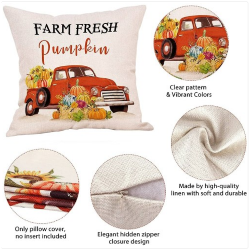 Ouddy Fall Pillow Covers Set of 4, Throw Pillow Covers 18 x 18 Inch