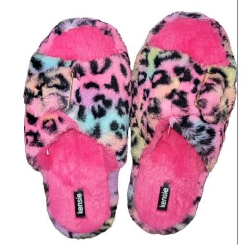 Women’s Kensie Memory Foam Slippers Rainbow Animal Print