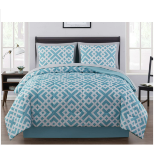 Mainstays Mint Geometric 6 Piece Bed in a Bag Comforter Set with Sheets, Twin