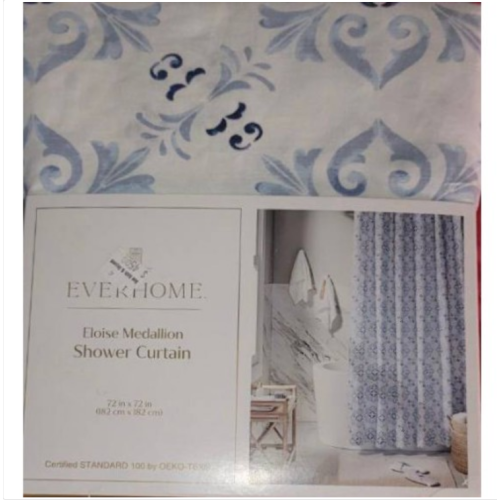 Everhome Eloise Medallion 72-Inch x 72 Inch Shower Curtain in Skyway