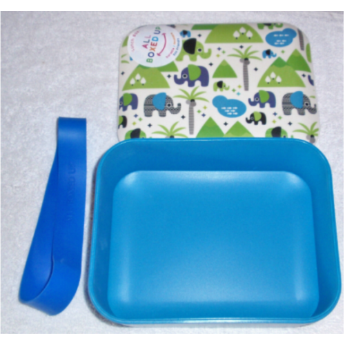 All Boxed Up Eco Friendly Lunch Box - Blue/Green Elephants Sahara Desert