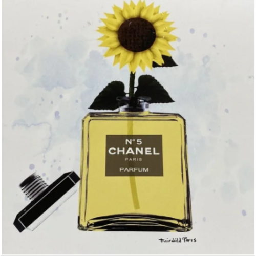 Fairchild Paris Chanel Bottle Sunflower Hanging Plaque